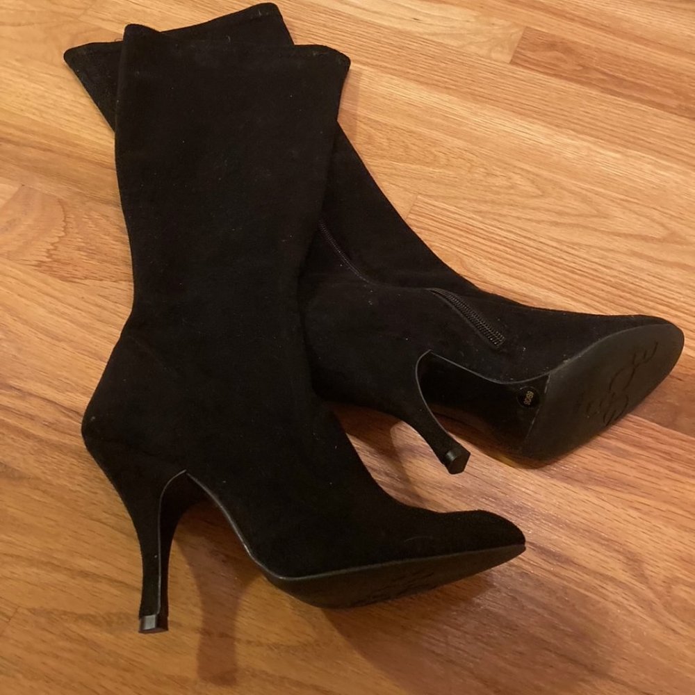 BCBGirls Black Suede Heeled Boots